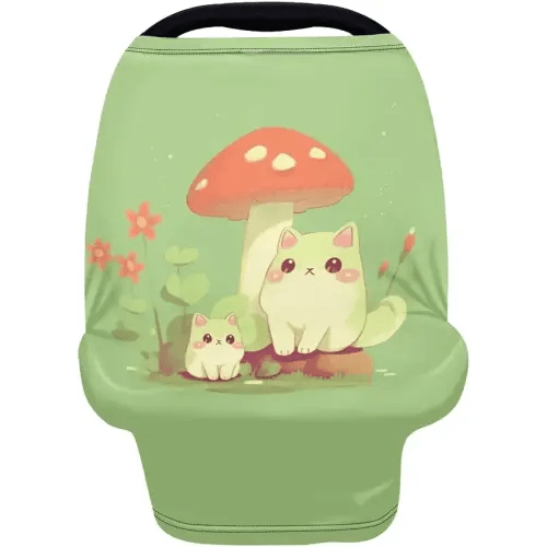 ZFRXIGN Mushroom Cat Car Seat Seat Cover Nursing Canopy for Baby Breastfeeding Scarf Carseat Cover for Shopping Cart, High Chair, Stroller Green