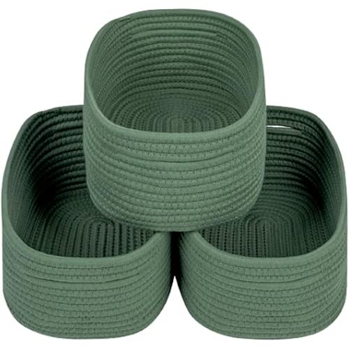 CubesLand Woven Basket for Organizing/Storage,Cube Shelf Closet Storage Baskets Bins,Long-lasting &Skin-friendly Toy Storage Basket,Stylish Room Decor Basket,Rope Basket,Green Basket for Shelves