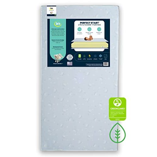Serta Perfect Start Dual Sided Baby Crib Mattress & Toddler Mattress - Waterproof - 6" Premium Sustainably Sourced Fiber Core - GREENGUARD Gold Certified – 7 Year Warranty - Made in USA