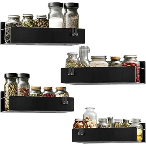 Magnetic Spice Rack - 4 Pack Magnetic Spice Rack for Refrigerator, Spice Rack Organizer with Strong Magnets, Space-Saving and Kitchen Spice Organizer