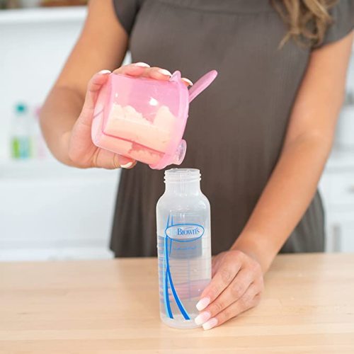 Dr. Brown's Baby Formula Dispenser with Snap-On Lid for On-the-Go Feedings,Milk Powder Dispenser for Traveling with Infant,Pink