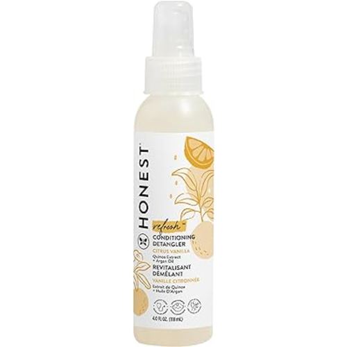 The Honest Company Conditioning Hair Detangler | Leave-in Conditioner + Fortifying Spray | Tear-free, Cruelty-Free, Hypoallergenic | Citrus Vanilla Refresh, 4 fl oz