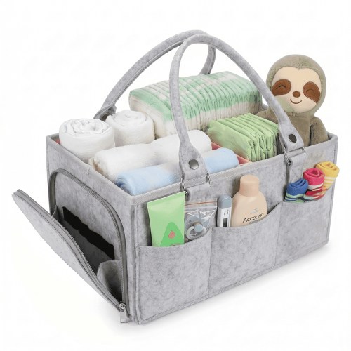 Baby Diaper Caddy Organizer for Girl Boy Large Nursery Storage Bin Basket Portable Holder Tote Bag for Changing Table and Car Baby Shower Gifts Newborn Essentials Baby Registry Must Haves Items