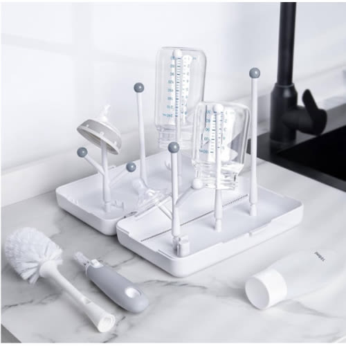 Termichy Travel Bottle Cleaning Kit: Portable Drying Rack & Brush Set for Working Moms - Compact Baby Essentials for Hotel & Camping