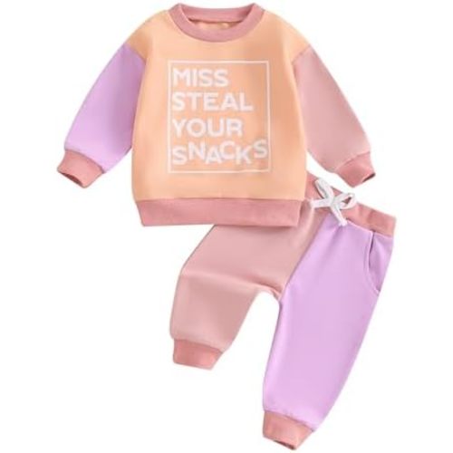 Toddler Baby Girl Fall Winter Outfit Letter Print Long Sleeve Sweatshirts and Stretch Pants Infant Girl Clothes