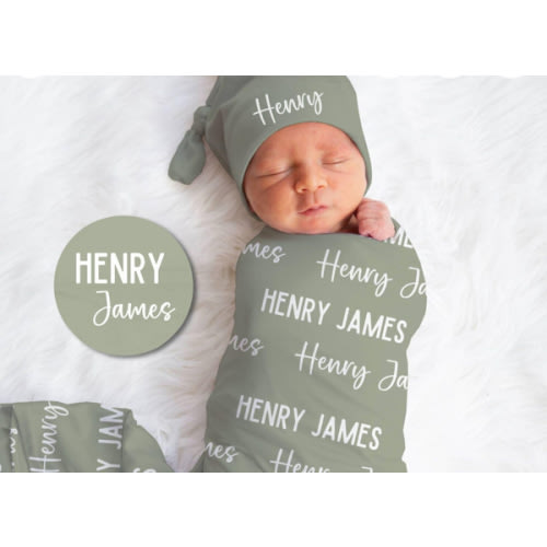 Personalized Swaddle Blanket, Optional Bundle, Newborn Coming Home Outfit Photo Props, Baby Name Announcement Sign, Baby Shower Gift JS12