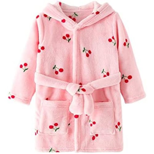 Toddlers Kids Hooded Robe Boys Girls Soft Flannel Bathrobes Pajamas Plush Robe