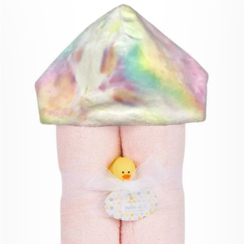 Pastel Rainbow Tie Dye Hooded Towel