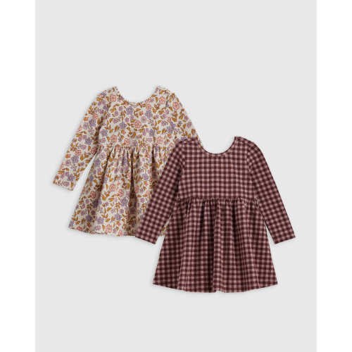 Organic Cotton Long Sleeve Skater Dress 2-Pack - Baby Girl's
