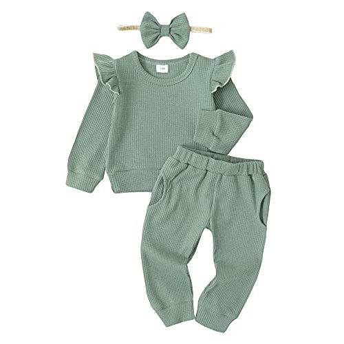 Mioglrie Baby Girl Clothes Infant Toddler Girls Fall Winter Outfits Sweatshirts Clothing Set 3 6 12 18 24 Month 2T 3T