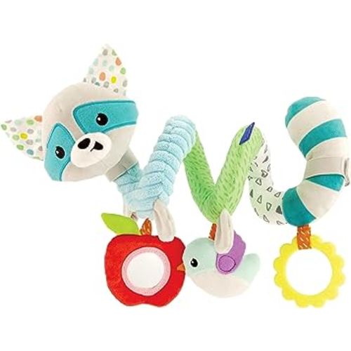 Infantino Spiral Activity Toy - Textured Play Activity Toy for Sensory Exploration and Engagement, Ages 0 and Up, Blue Raccoon