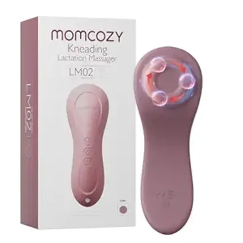 Momcozy Rolling Lactation Massager with Heat, 3-in-1 Real-Like Massage for Relieve Clogged Ducts, Breast Massager Warming for Breastfeeding, Improve Milk Flow, Dusty Rose