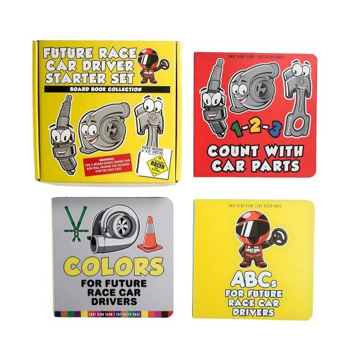 Future Race Car Driver Board Book Collection Box Set (ABC, 123, Colors Baby Book, Children's Book, Toddler Book)