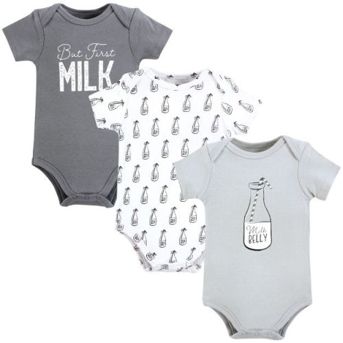 Hudson Baby Cotton Bodysuits, Milk Belly Bottle, 6-9 Months
