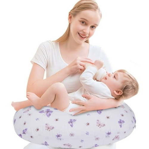 Little Grape Land Ergonomic Nursing Pillow, Breastfeeding Support Pillow, Baby lounger pillow for Bottle Feeding, Multifunctional Support Cushion for Travel,Butterfly&Floral