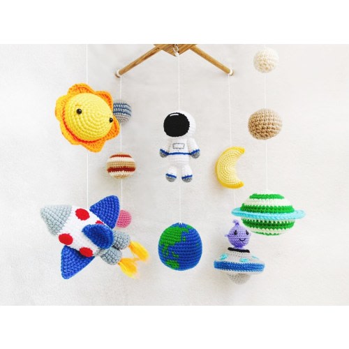 Space Baby Mobile , Outer space baby mobile, Nursery space mobile, crochet mobile,  Baby Crib Mobile, Nursery mobile