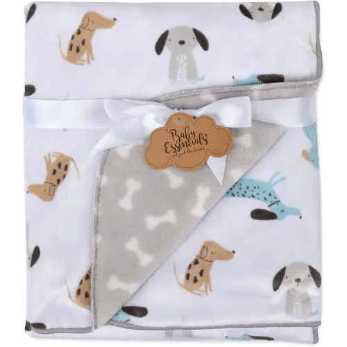 Sherpa Fleece Baby Blankets for Boys and Girls – Colorful, Reversible Baby Blankets for Newborns, Infants, Toddlers, and Nursery (Puppy Grey)