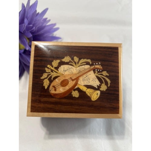Vintage Romance by Reuge Inlaid Wood Music Box Edelweiss, Made In Italy Swiss Movement