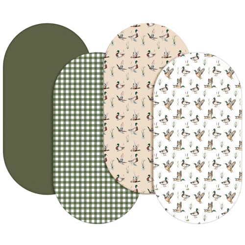 VitalCozy 4 Pcs Mallard Duck Bassinet Sheets 32 x 16 x 3 Inches Sheets for Standard Bed Toddler Mattresses Soft Breathable Cute Print Newborn Bedding for Girl Boys(Mallard Duck)