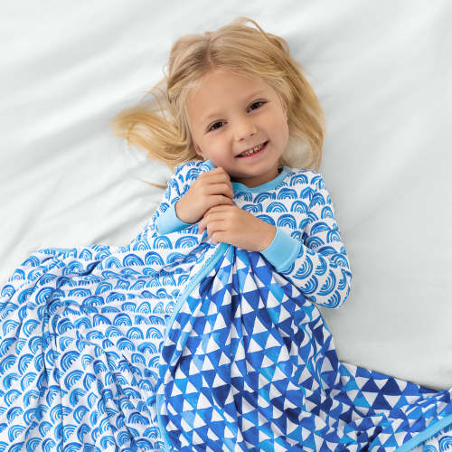 Blue Rainbows & Horizon Triangles Large Cloud Blanket - Little Sleepies