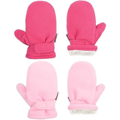 Toddler Mittens Baby Boy Girls Winter Warm Mittens Kids Easy-On Sherpa Fleece Lined Mittens Snow Infant Gloves 2 Pairs