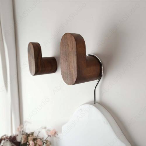 Walnut Wall Hook, Entrance Wall Mount Wall Nail, Oak Decorative Wall Coat Hook, Simple Hat Hook, Modern Home Decoration Gift, 4pcs, 8pcs