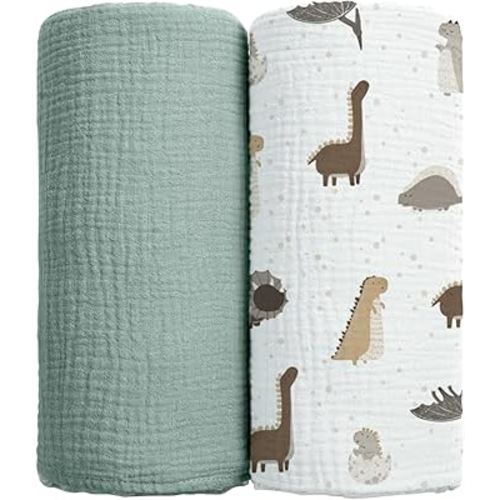 lulumoon Baby Muslin Swaddle Blankets: Soft Receiving Blanket for Newborn - Cotton Swaddling Blanket for Neutral 2Pack