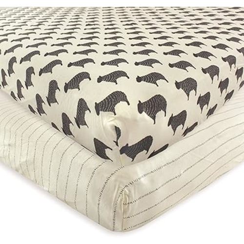 Hudson Baby Unisex Baby Cotton Fitted Crib Sheet, Sheep, One Size