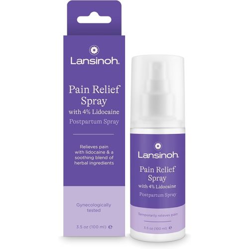 Lansinoh 4% Lidocaine Perineal Spray, Pain Relief for Postpartum Care, 3.5 Ounces