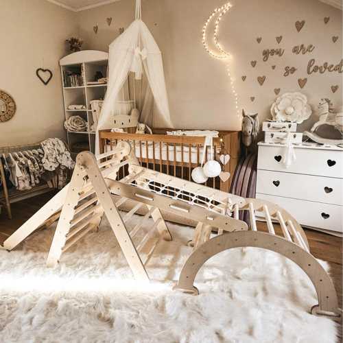 Montessori Climbing Set: Toddler Climbing Triangle, Arch & Slide