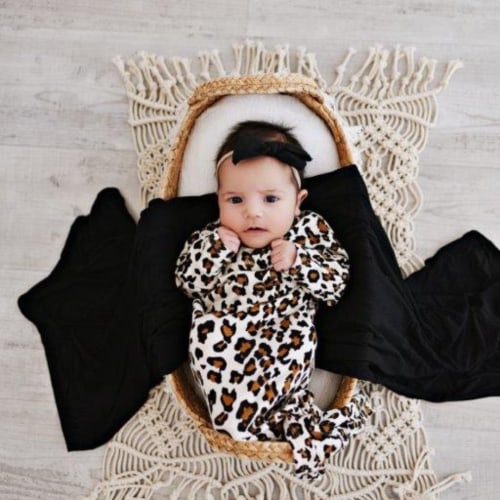 Knotted Baby Gown - Leopard 0-3