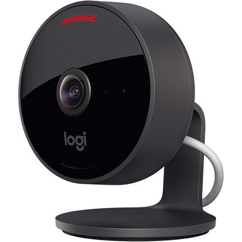 Baby Camera - Logitech Circle View Weatherproof Wired Home Security Camera with Logitech TrueView Video, 180° Wide Angle, 1080p HD, Night Vision, 2-Way Audio, Tilt Encrypted, Apple HomeKit Secure Video (Renewed)