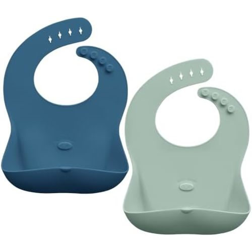 Abiie Ruby Wrapp Silicone Bibs for Babies with Front Pocket - Waterproof Bib - Stain Resistant - Silicone Toddler Bibs