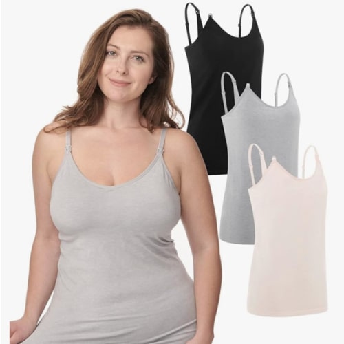 Under Control Nursing Cami Tank Tops for Breastfeeding Women Nursing Tops Maternity Shirts, Camisoles with Built in Bra 3Pack