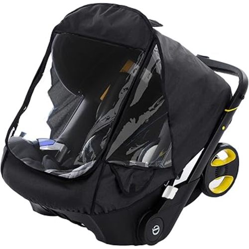 Car Seat Rain Cover,Food Grade EVA,Universal Car Seat Rain,Waterproof, Windproof Protection,Protect from Dust Snow,Rain Cover Features Quick-Access Zipper Door and Side Ventilation(Black)