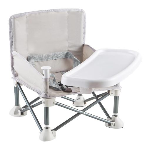 Portable Baby Chair with Removable Tray – Folding Booster Seat for Toddlers 6 Months to 3 Years, Lightweight Travel Highchair for Camping, Beach, Outdoor & Dining Table Use