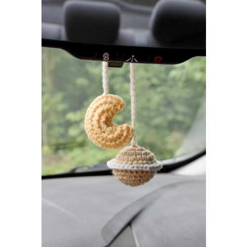 Crochet Moon & Saturn Hanger “love you to the moon and to saturn”