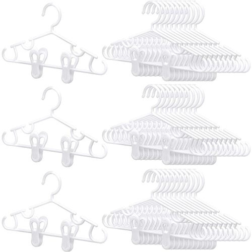 80 Packs Baby Clothes Hangers for Closet Plastic Infant Clothes Hangers with Clips Kids Hangers Baby Clothes Hangers Children Clip Hangers for Pants Skirts Coats Suits Girl Boy Toddler