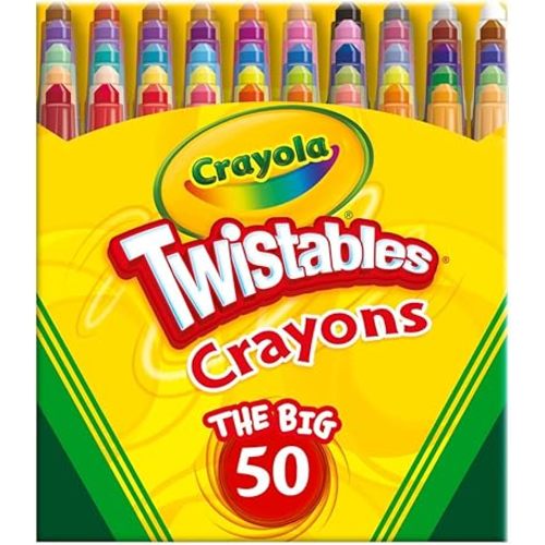 Crayola Mini Twistables Crayons for Kids (50ct), Cute School Supplies for Girls & Boys, Toddler Crayons for Coloring Books, Back to School Gifts for Kids