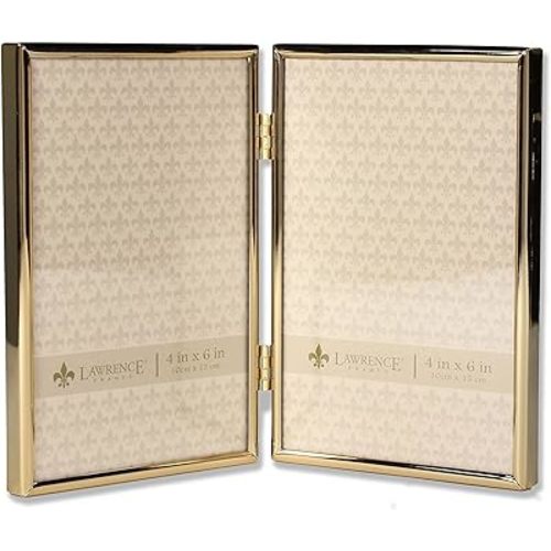 Lawrence Frames 4x6 Hinged Double Simply Gold Metal Picture Frame