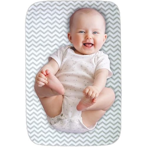 Portable Diaper Changing Mat - Extra Large Waterproof Travel Changing Pad | Machine Washable & Dryer Safe | Wipeable Baby Changing Mat for Nursery, Car, & On-The-Go (Grey)