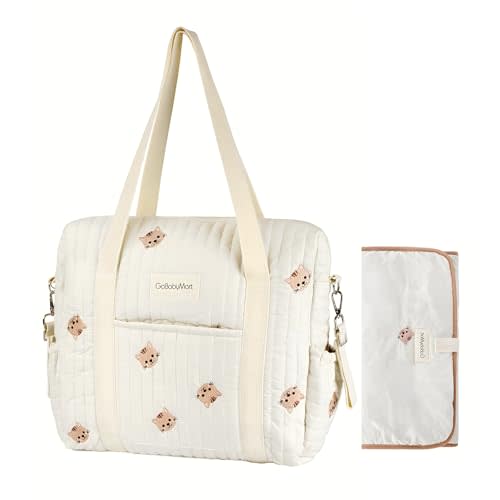 GOBABYMART Large Diaper Bag Tote, Maternity Travel diaper tote, Multifunction baby bag, Baby Nappy Bags, Messenger bag (Medium - Cats)