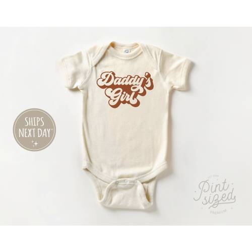 Daddy&#39;s Girl Baby Onesie® - Retro Girls Bodysuit - Cute Orange Natural Onesie®