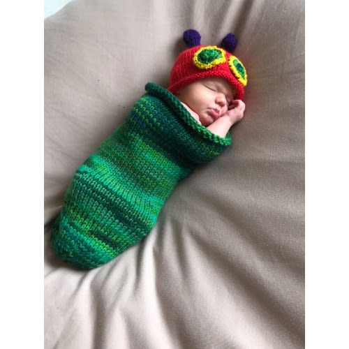 Hand knit Hungry Caterpillar Bunting