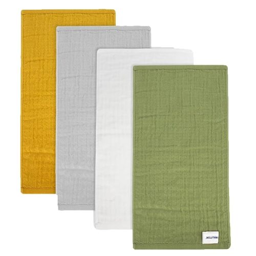 Maliton Muslin Burp Cloths for Baby Boy Girl, 4 Pack Extra Soft Large 20''x10'' 100% Cotton Burp Cloths, Absorbent 6 Layers Baby Spit Up Rags, Newborn Baby Essentials(Spring Color, Pack of 4)