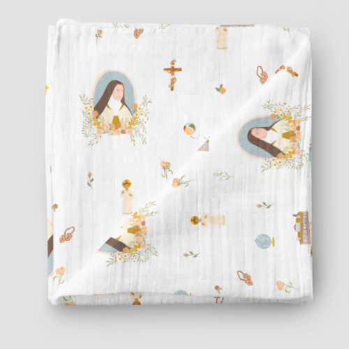 St. Therese Muslin Baby Blanket | Be A Heart