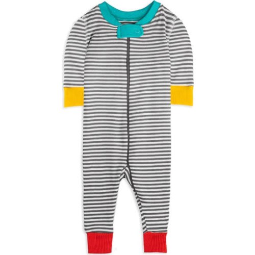 100% Organic Cotton Stripe Snug Fit Baby Pajamas, 0-3M