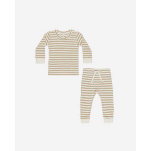 Waffle Top + Pant Set || Oat Stripe