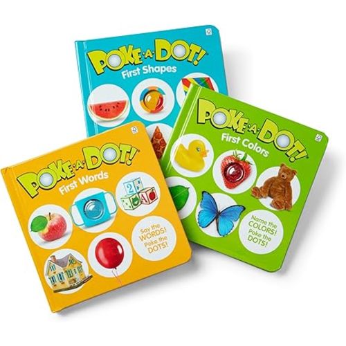 Melissa & Doug Poke-a-Dot! 3Pk First Words, Shapes & Colors, Interactive Children's Board Books with Buttons to Pop, Educational Sensory Toy for Toddlers & Preschoolers Ages 1+