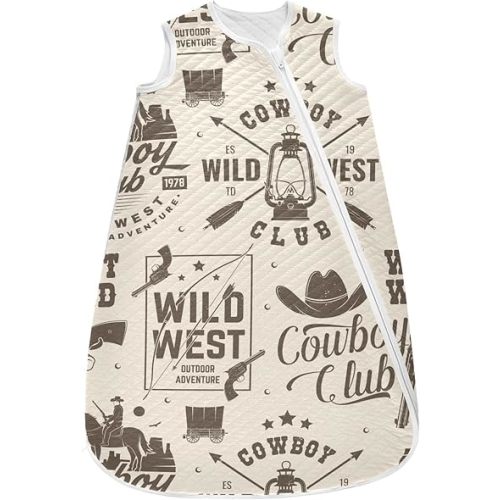 Wild West Cowboy Rifle Baby Sleep Sack for 6-12 Months,Baby Wearable Blanket,Zipper Swaddle Transition Sleeping Bag for Infant,Baby Sleep Suit for Newborn Toddler